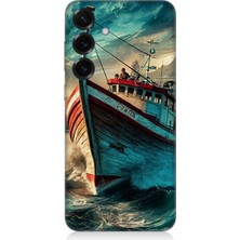 Samsung Galaxy S25 Plus Uyumlu Dalgalarla Savaşan Gemi  Desenli Silikon Kılıf