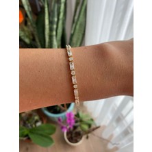 Xuping Minimal Kare Taşlı Gold Su Yolu Bileklik