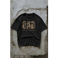 Kamuflaj Desenli Dad Baskılı Tişört, Oversize Babalar Günü Temalı T-Shirt