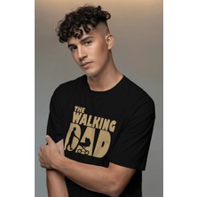 Unisex The Walking Dad Yazılı Tişört, Oversize Babalar Günü Temalı T-Shirt