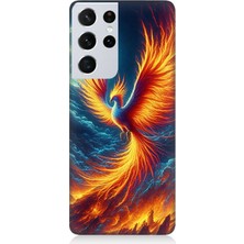 Samsung Galaxy S21 Ultra Uyumlu Ateşle Dans Eden Anka  Desenli Silikon Kılıf
