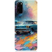 Samsung Galaxy S20 Plus Uyumlu Renkli Yol Üzerinde Araba  Desenli Silikon Kılıf