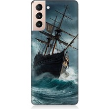Samsung Galaxy S21 Plus Uyumlu Fırtınada Eski Gemi  Desenli Silikon Kılıf
