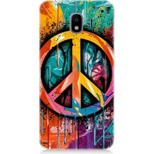 Samsung Galaxy J2 Pro Uyumlu Renkli Barış Işareti  Desenli Silikon Kılıf