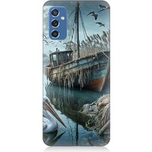 Samsung Galaxy M52 Uyumlu Ay Işığında Eski Gemi  Desenli Silikon Kılıf