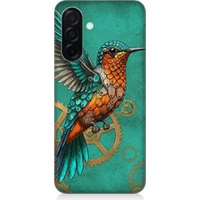 Samsung Galaxy A36 Uyumlu Turkuaz Zeminde Sinek Kuşu  Desenli Silikon Kılıf