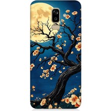 Samsung Galaxy J8 Uyumlu Ay Altında Kiraz Çiçeği  Desenli Silikon Kılıf