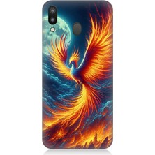 Samsung Galaxy M20 Uyumlu Ateşle Dans Eden Anka  Desenli Silikon Kılıf