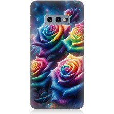 Samsung Galaxy S10E Uyumlu Gökkuşağı Güllerin Patlaması  Desenli Silikon Kılıf