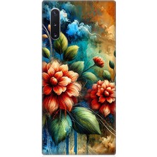 Samsung Galaxy Note 10 Uyumlu Kırmızı Çiçek ve Tomurcuklar  Desenli Silikon Kılıf