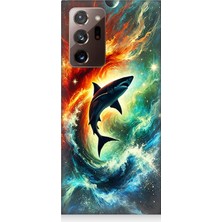 Samsung Galaxy Note 20 Ultra Uyumlu Ateşle Dans Eden Köpekbalığı  Desenli Silikon Kılıf