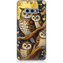 Samsung Galaxy S10E Uyumlu Altın Ayda Baykuşlar  Desenli Silikon Kılıf