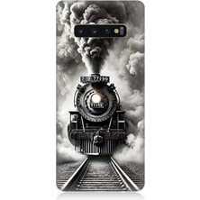 Samsung Galaxy S10 Plus Uyumlu Buharlı Trenin Güç Yolu  Desenli Silikon Kılıf