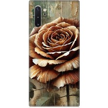 Samsung Galaxy Note 10 Plus Uyumlu Altın Bronz Gül Zarafeti  Desenli Silikon Kılıf