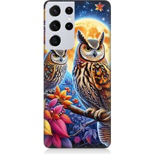 Samsung Galaxy S21 Ultra Uyumlu Dallarda Bilge Baykuşlar  Desenli Silikon Kılıf