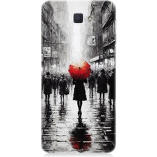 Samsung Galaxy J5 Prime Uyumlu Kırmızı Şemsiyeli Yalnızlık  Desenli Silikon Kılıf