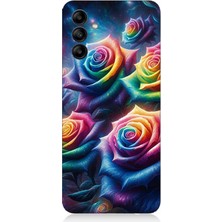 Samsung Galaxy M14 Uyumlu Gökkuşağı Güllerin Patlaması  Desenli Silikon Kılıf