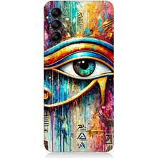 Samsung Galaxy M34 Uyumlu Soyut Detayda Mavi Göz Ra  Desenli Silikon Kılıf