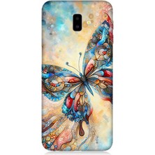 Samsung Galaxy J6 Plus Uyumlu Parlayan Renkli Kelebek  Desenli Silikon Kılıf