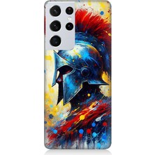 Samsung Galaxy S21 Ultra Uyumlu Kızıl Miğferli Savaşçı  Desenli Silikon Kılıf