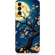 Samsung Galaxy M13 Uyumlu Ay Altında Kiraz Çiçeği  Desenli Silikon Kılıf