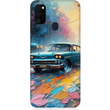 Samsung Galaxy M30S Uyumlu Renkli Yol Üzerinde Araba  Desenli Silikon Kılıf