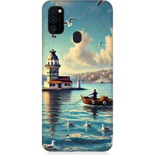 Samsung Galaxy M30S Uyumlu Martılarla Kız Kulesi  Desenli Silikon Kılıf