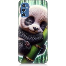 Samsung Galaxy M52 Uyumlu Bambu Tutan Panda  Desenli Silikon Kılıf