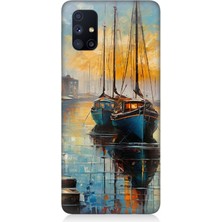 Samsung Galaxy M51 Uyumlu Limanda Günbatımı Huzuru  Desenli Silikon Kılıf