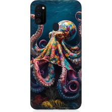 Samsung Galaxy M30S Uyumlu Derinliklerde Sekiz Kol Ahtapot  Desenli Silikon Kılıf