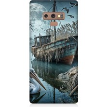 Samsung Galaxy Note 9 Uyumlu Ay Işığında Eski Gemi  Desenli Silikon Kılıf