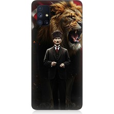 Samsung Galaxy M51 Uyumlu Aslan ve Atatürk Gücü  Desenli Silikon Kılıf