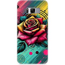 Samsung Galaxy S8 Uyumlu Neon Gül Renk Patlaması  Desenli Silikon Kılıf