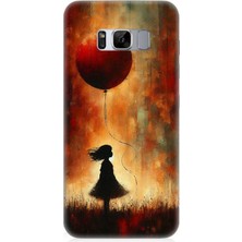 Samsung Galaxy S8 Plus  Uyumlu Balonlu Küçük Kız  Desenli Silikon Kılıf
