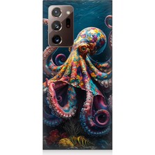 Samsung Galaxy Note 20 Ultra Uyumlu Derinliklerde Sekiz Kol Ahtapot  Desenli Silikon Kılıf