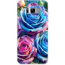 Samsung Galaxy S8 Plus  Uyumlu Gökkuşağı Renkli Güller  Desenli Silikon Kılıf