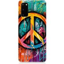Samsung Galaxy S20 Uyumlu Renkli Barış Işareti  Desenli Silikon Kılıf