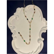 Trend Gold Renk Çelik Vintage Color Mix Y Kolye