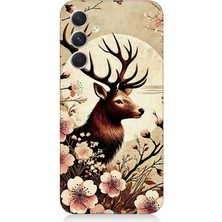 Samsung Galaxy A05S Uyumlu Çiçekler Içinde Asil Geyik  Desenli Silikon Kılıf