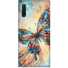 Samsung Galaxy Note 10 Uyumlu Parlayan Renkli Kelebek  Desenli Silikon Kılıf