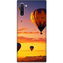 Samsung Galaxy Note 10 Uyumlu Gün Batımında Balonlar  Desenli Silikon Kılıf