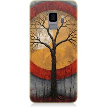 Samsung Galaxy S9 Uyumlu Sarı Kırmızı Ağaç Gölgesi  Desenli Silikon Kılıf