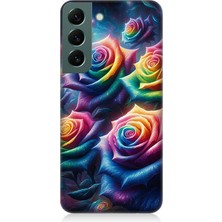Samsung Galaxy S22 Uyumlu Gökkuşağı Güllerin Patlaması  Desenli Silikon Kılıf