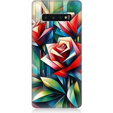 Samsung Galaxy S10 Uyumlu Soyut Origami Gül Deseni  Desenli Silikon Kılıf