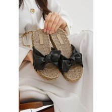 Moda Devrin Siyah Fiyonk Kadın Terlik Kaymaz Taban Plaj ve Havuz Kullanımı İçin