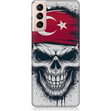 Samsung Galaxy S21 Plus Uyumlu Bayraklı Kuru Kafa  Desenli Silikon Kılıf