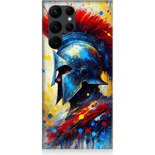 Samsung Galaxy S22 Ultra Uyumlu Kızıl Miğferli Savaşçı  Desenli Silikon Kılıf