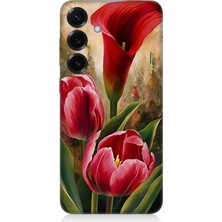 Samsung Galaxy S25 Uyumlu Canlı Renkli Laleler  Desenli Silikon Kılıf
