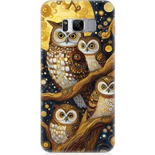 Samsung Galaxy S8 Uyumlu Altın Ayda Baykuşlar  Desenli Silikon Kılıf