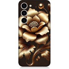 Samsung Galaxy S23 Plus Uyumlu Altın Işıklı Zarif Çiçek  Desenli Silikon Kılıf